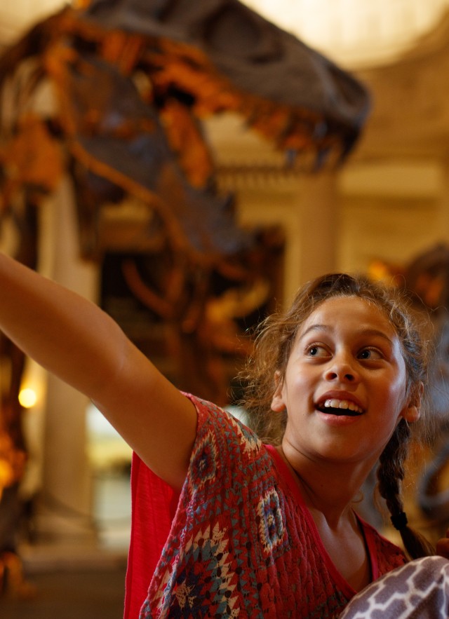 photograph of children in the dinosaur hall